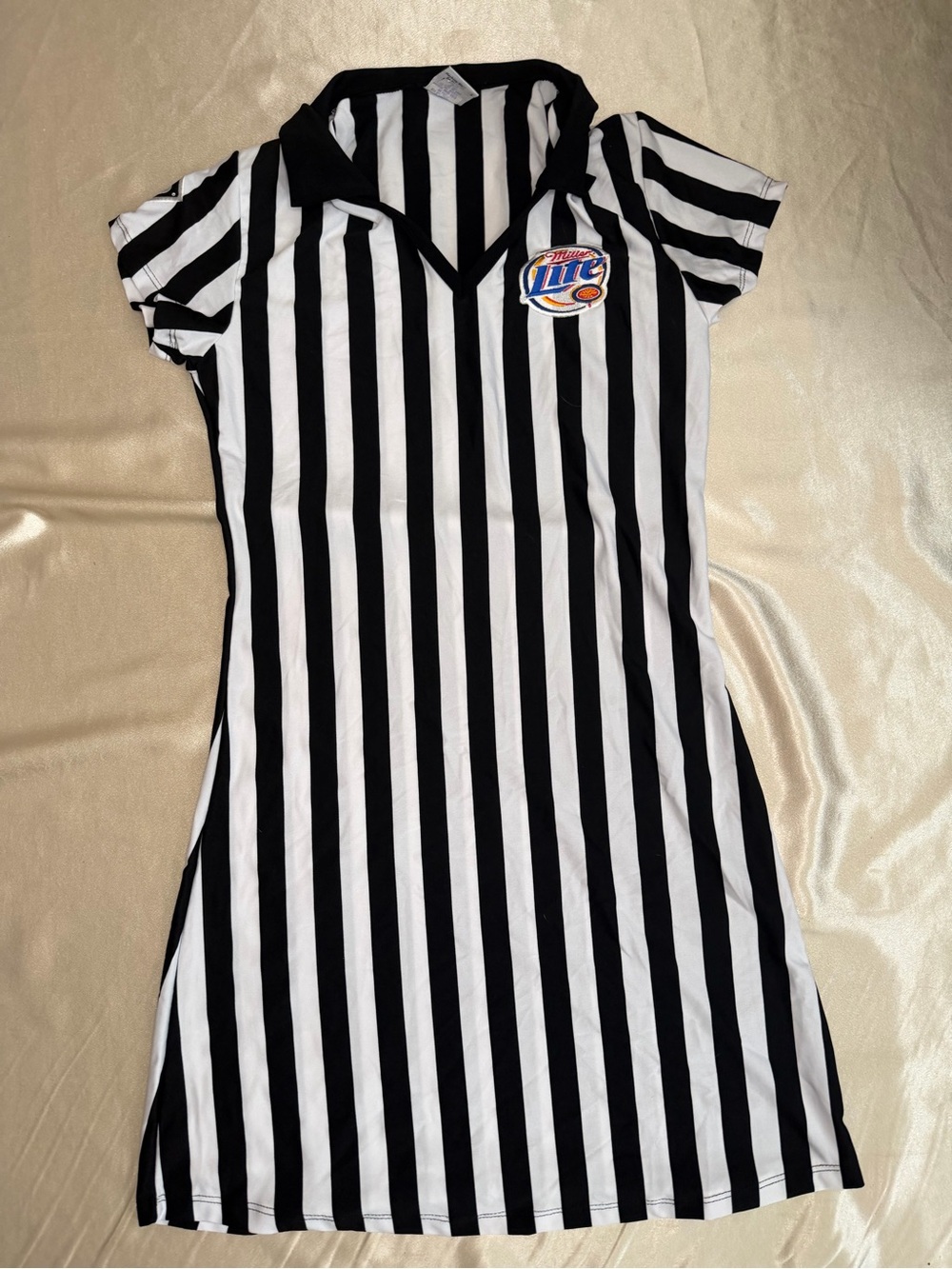 Vintage In Your Face Apparel Miller Lite Referee Style Polo Dress Medium USA